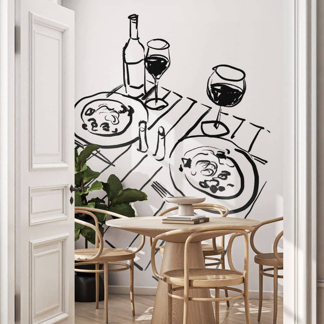 Fototapete Stillleben-Dinner mit Wein - Treechild