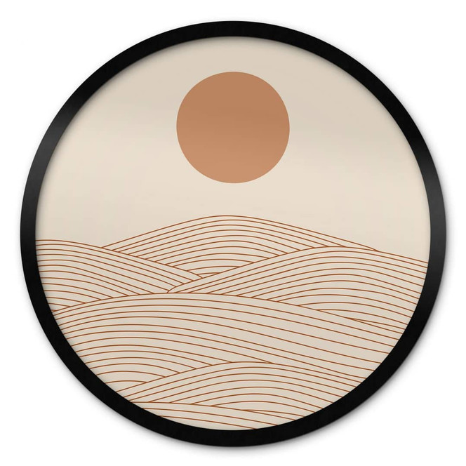 Poster Sonnenaufgang über der abstrakten Wüste - Playell - Rund