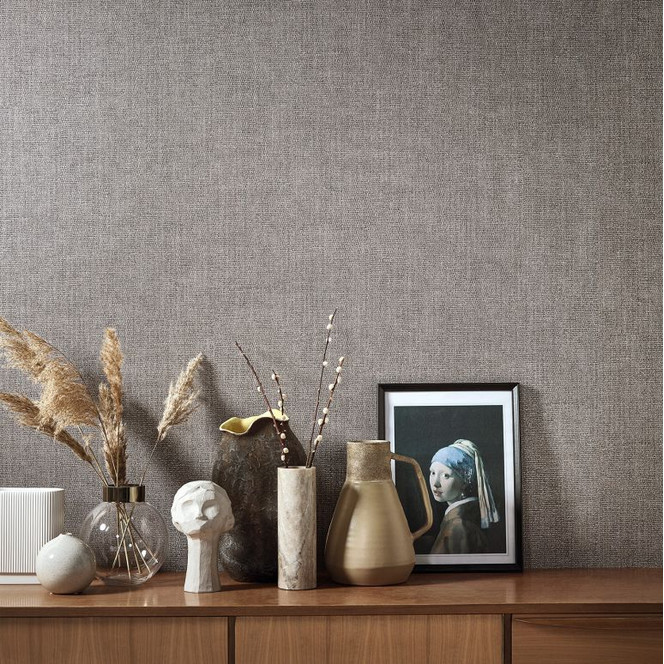 Vliestapete mit starkem Textil-Look rot, braun Struktur