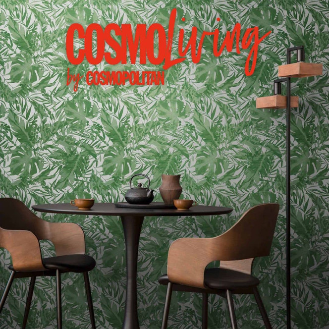 COSMOPOLITAN Dschungel-Tapete Grün Weiss - Palmenblatt Vliestapete tropisch