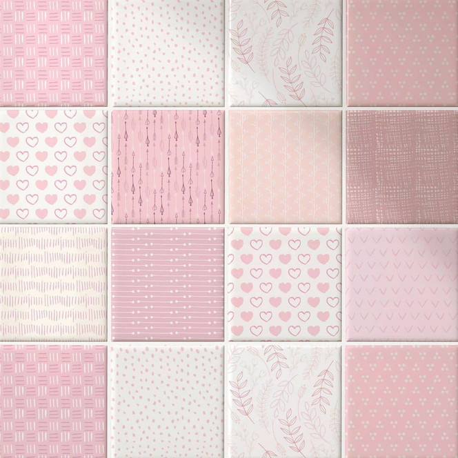 Fliesenaufkleber Mädchentraum in Rosa - 12er Set