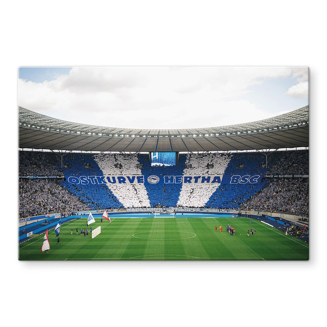 Glasbild Hertha BSC - Blau-weisse Choreo im Olympiastadion