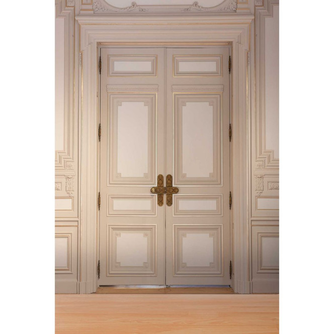 Fototapete Doppeltür Barock Beige – Klassische Türtapete mit Ornament – Vliestapete 3D