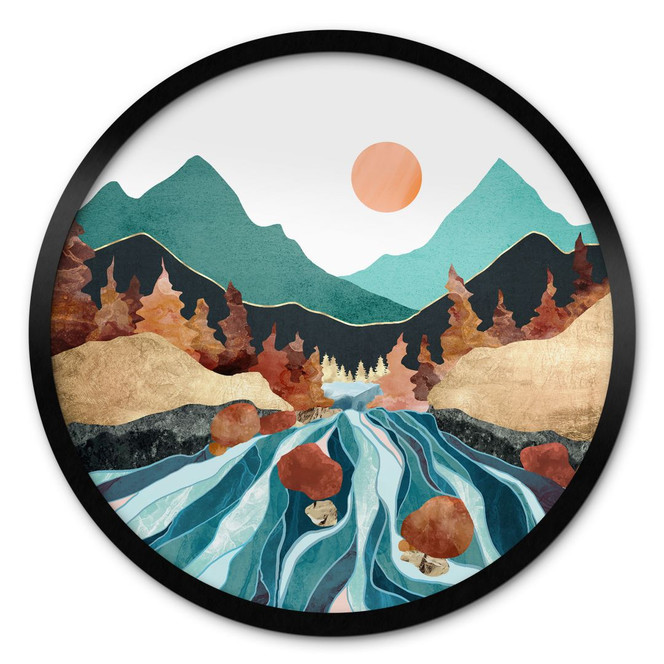 Poster Berg Land Fluss - SpaceFrog Designs - Rund