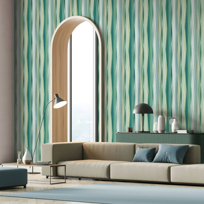 Vliestapete Streifen Streifen Modern, Kids matt in Grün