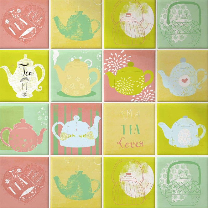Fliesenaufkleber Loske - Tea Time - 12er Set