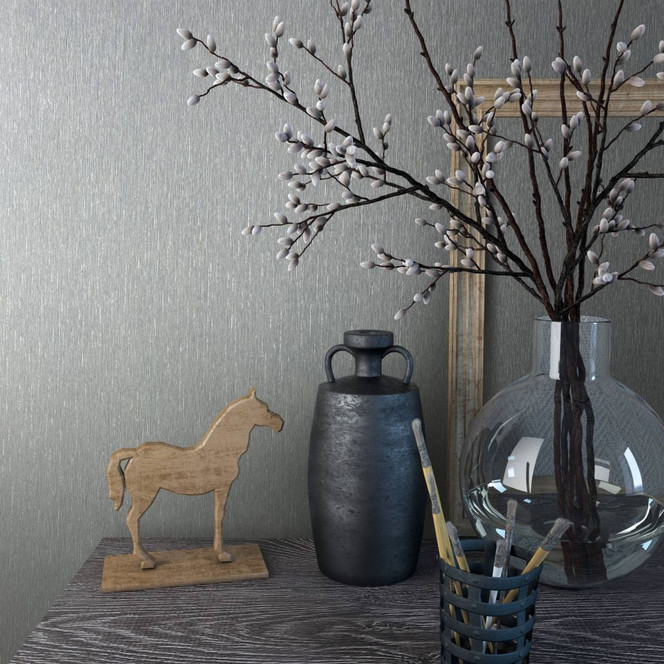 Vliestapete in einfarbiger, moderner Struktur grau Uni