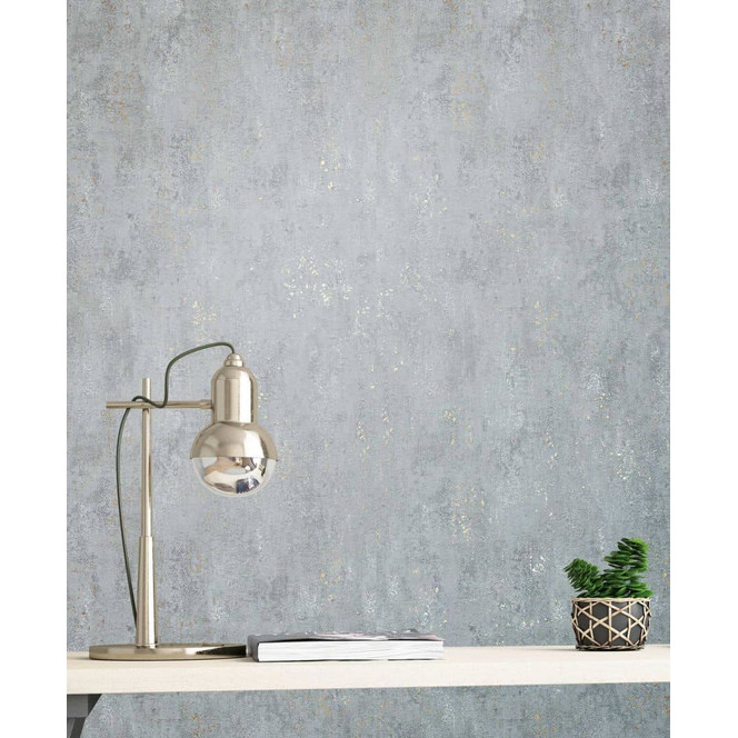 Vliestapete mit leichtem metallic Effekt als Uni Grau Struktur
