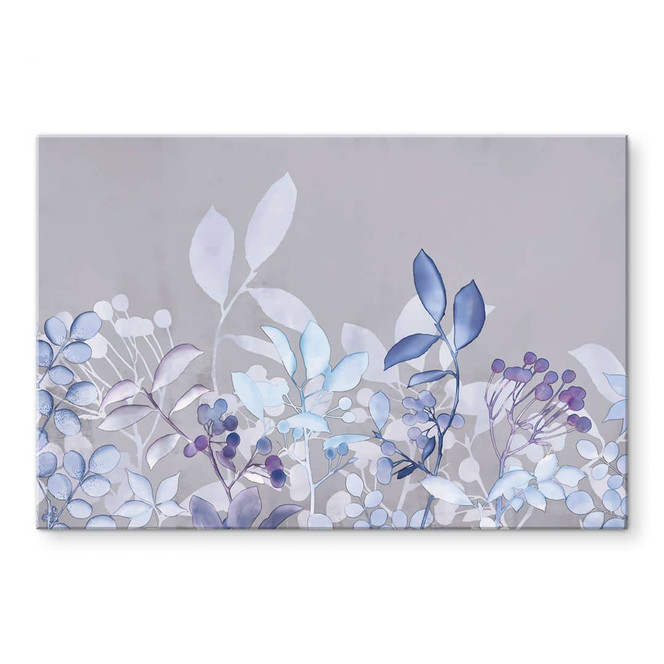 Acrylglasbild Blaue Aquarell-Pflanzen - Haase