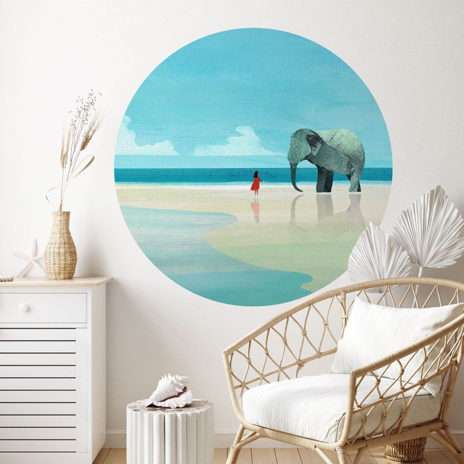 Wandtattoo Elephant Beach in Indien - Rivers - Rund