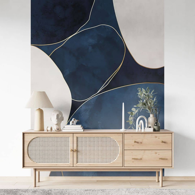 Fototapete Geometrische Balance in Blau und Weiss - Paksoylu