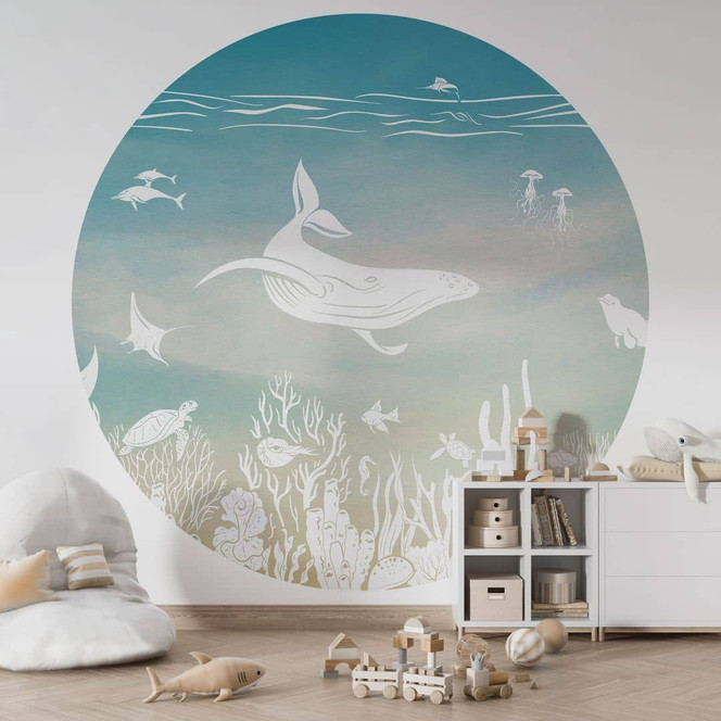 Fototapete Unterwasserwelt-Paradies - Ombre - Kikki Belle - Rund - Selbstklebend/Vlies