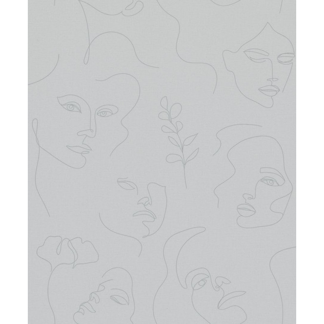 Vliestapete mit gezeichneten Gesichtern grau, beige Textiloptik