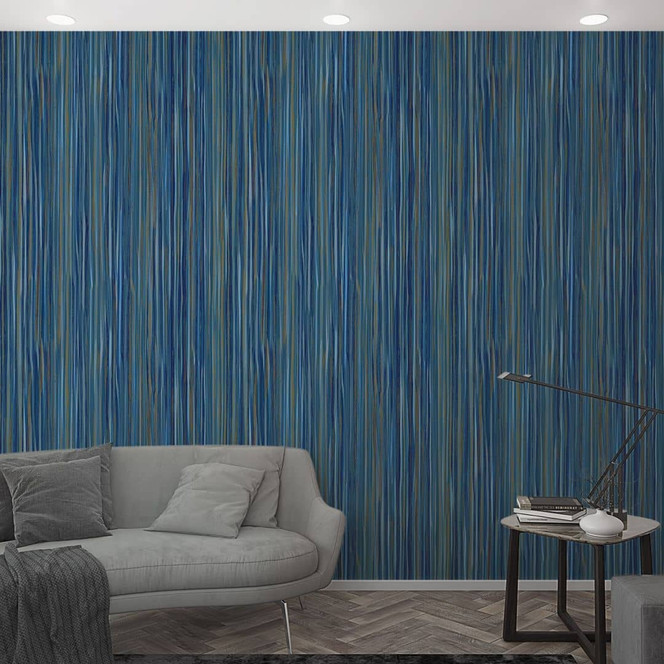 Fototapete mit grafischem Streifenmuster, Blau Streifen 3.40 x 1.06 m