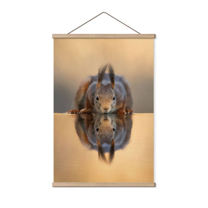 Stoffbild Eichhörnchen am Wasser - van Duijn