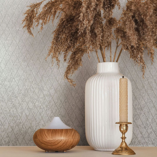 Vliestapete in Weiss Rautenoptik Grafisch Geometrisch