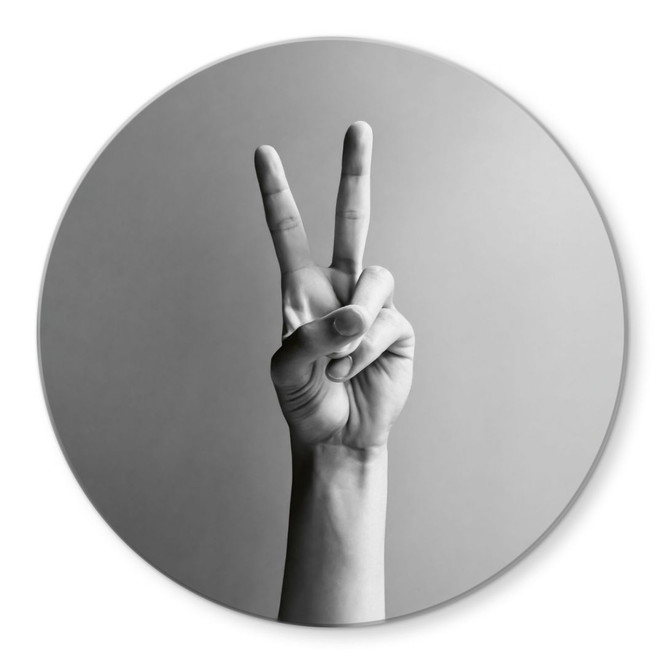 Glasbild Victory Hand - Zeichen des Friedens und Sieges - Bühler - Rund