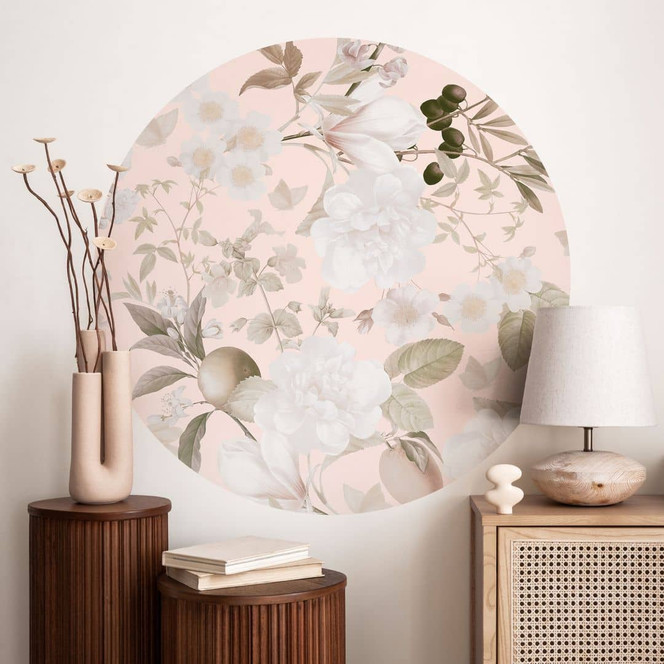 Wandtattoo Boho-Illustration mit Blumen und Früchten - UN Designs - Rund