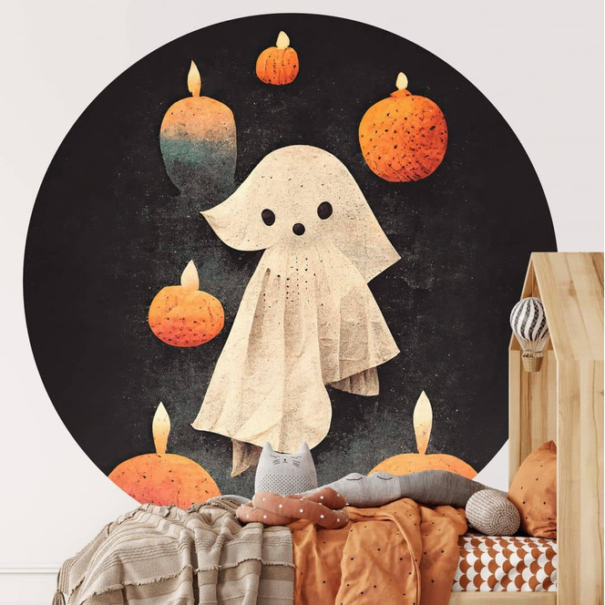 Kinderzimmer Fototapete - Kleiner Geist im Kerzenschein Rund - Treechild - Selbstklebend/Vlies