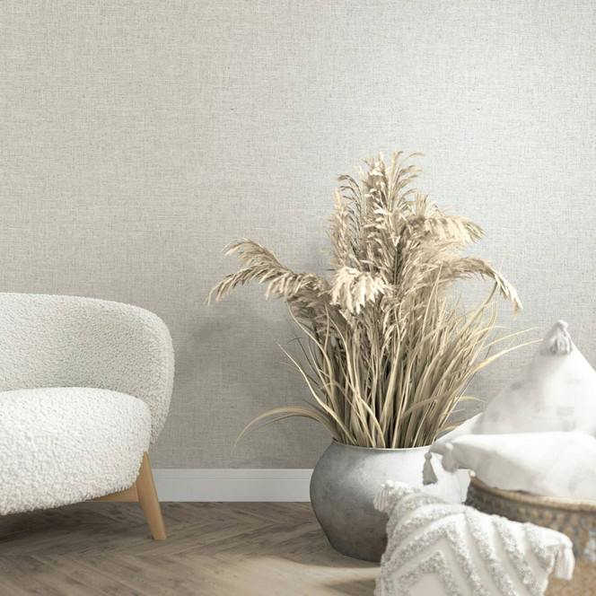 Vliestapete in textilem Uni Look grau, beige Uni
