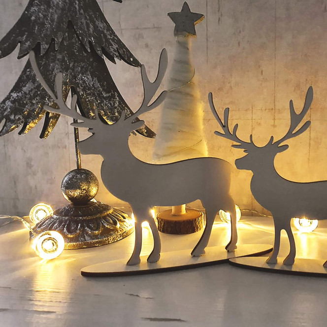 Weihnachtsdeko aus Holz - Rentier zum Hinstellen - Pappel