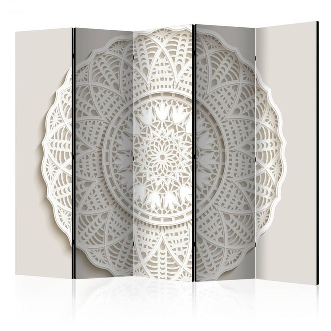 Paravent, Raumteiler freistehend, Trennwand - Mandala-Welt 3D , 5-teilig - 225 x 172 cm