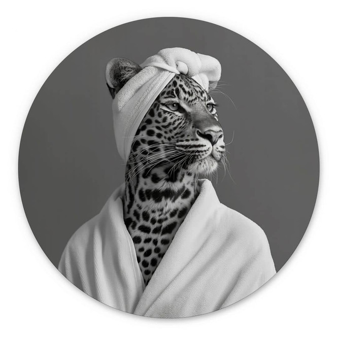 Wandbild Royale Spa-Auszeit mit Leopard - Rahner - Alu-Dibond Rund