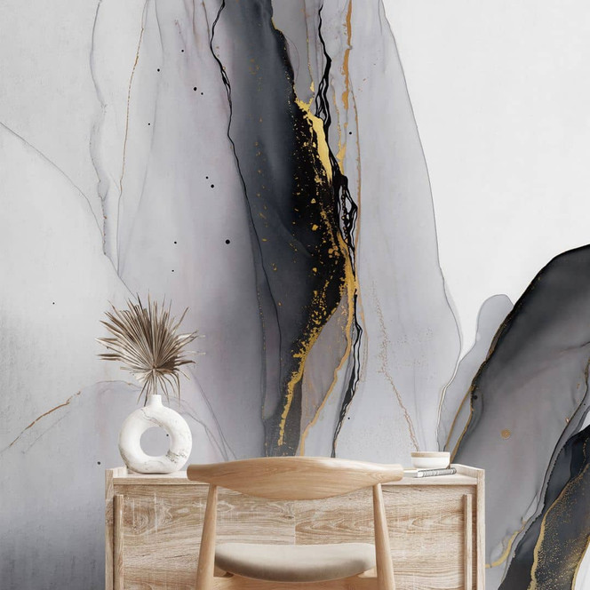 Fototapete Abstrakte Komposition in Gold und Grau - Shelest