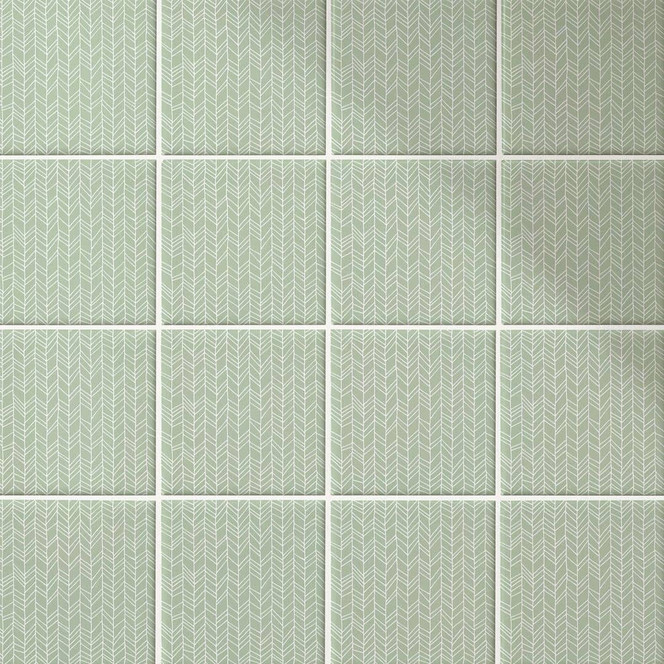 Fliesenaufkleber Fischgrätenmuster filigran - mint - 12er Set