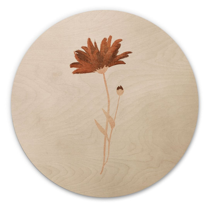 Holzbild Wildblume abstrakt - Goed Blauw - Rund