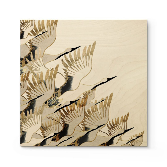 Holzbild Fliegende Kraniche - SpaceFrog Designs