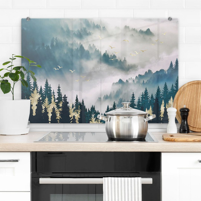 Spritzschutz Geheimnisvoller Nebel im Wald - SpaceFrog Designs