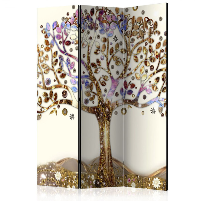Paravent, Raumteiler freistehend, Trennwand - Goldener Baum