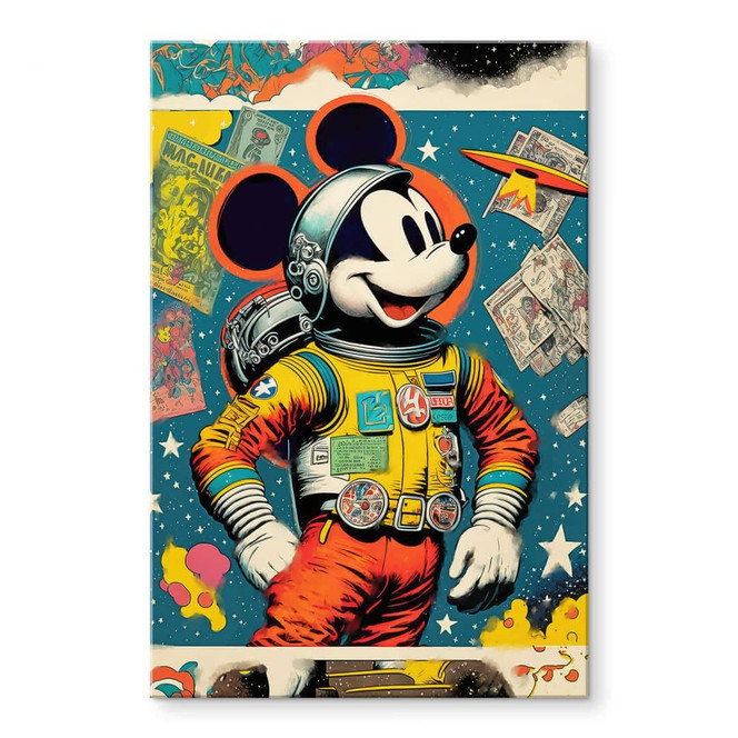 Acrylglasbild Treechild - Mickey als Astronaut im Retro Stil