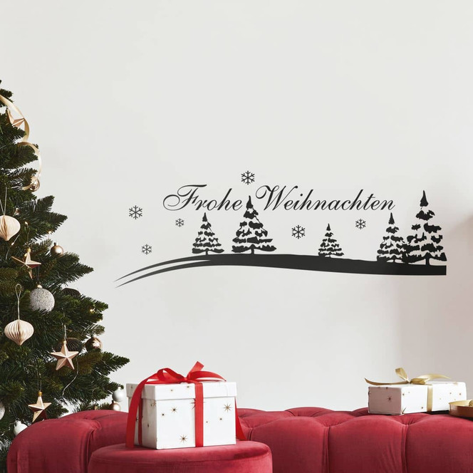Wandtattoo Frohe Weihnachten Winterlandschaft