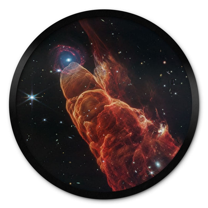 Poster James Webb Telescope - Kosmischer Wirbelsturm Herbig Haro 49/50 - Rund