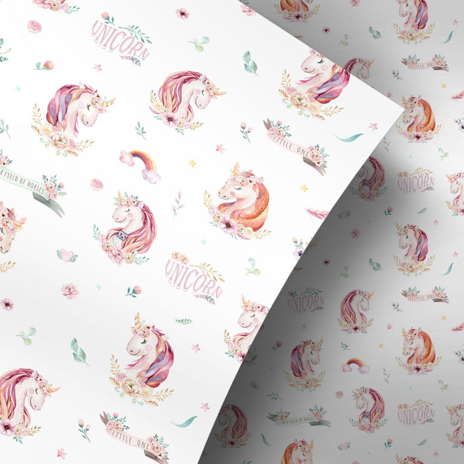 Möbelfolie Kvilis - Einhorn - Banner und Blumen