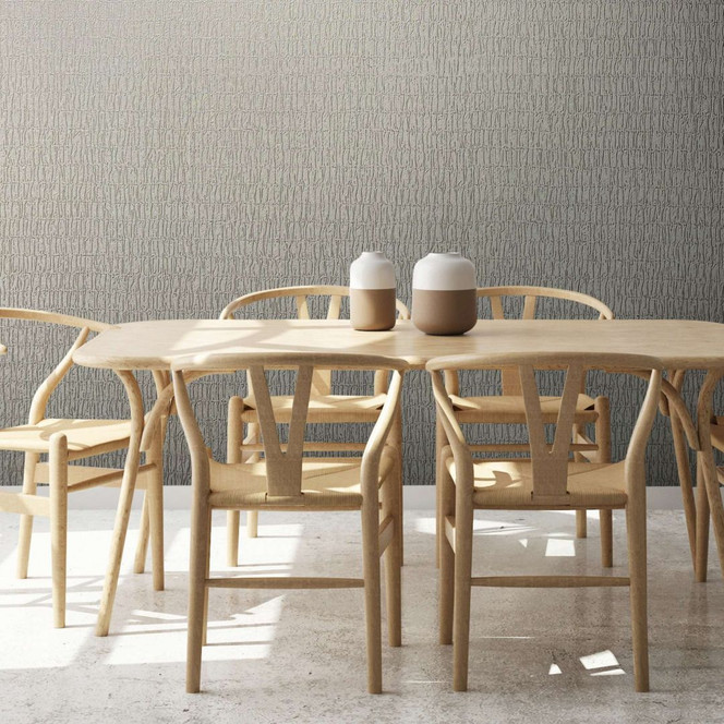 Vliestapete mit textilem Uni grau Struktur