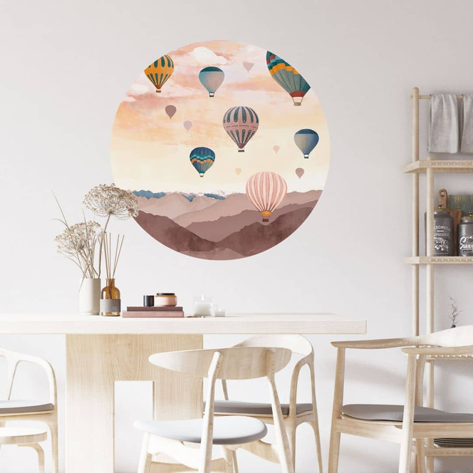 Wandtattoo Hoch hinaus mit den Heissluftballons - Goed Blauw - Rund