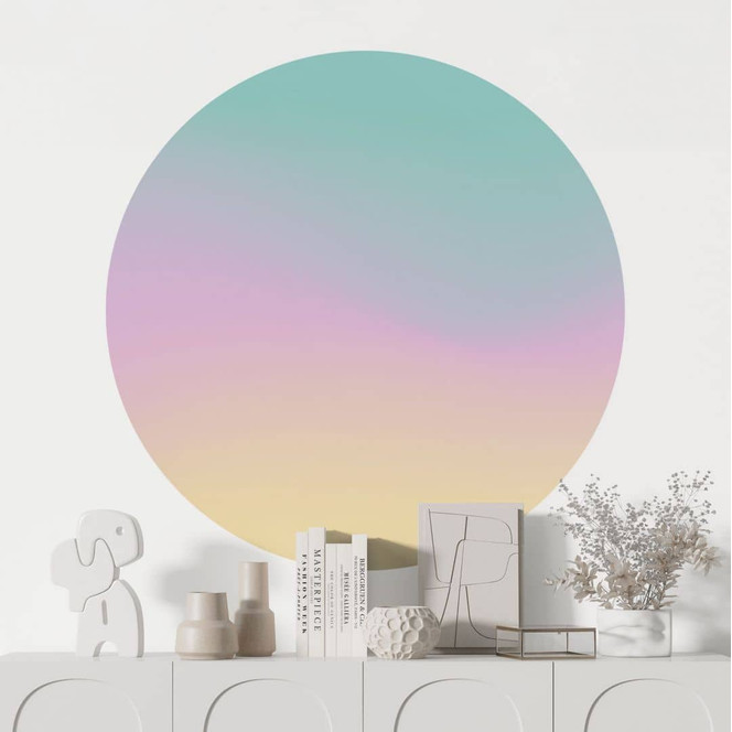 Wandtattoo Ombre - Bunter Pastellhimmel - Rund