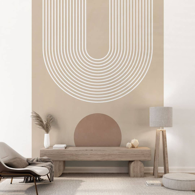 Fototapete Abstrakte Geometrie in Balance - Beige - Ristova