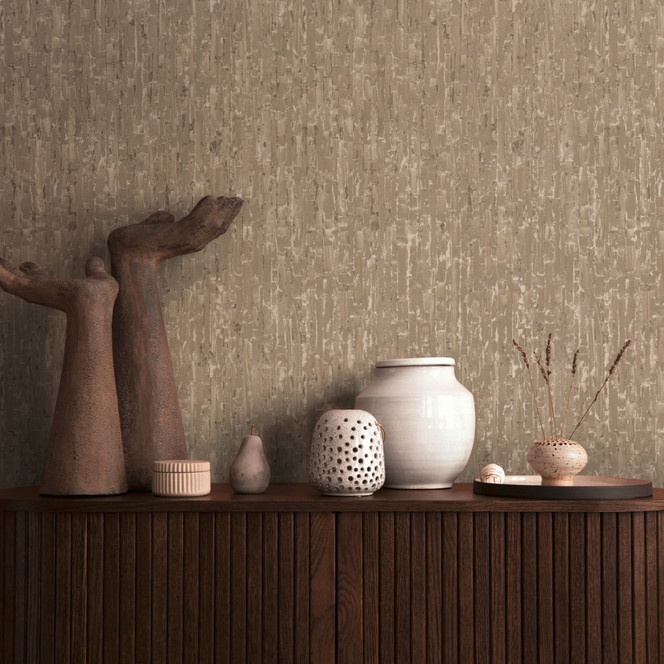 Strukturtapete mit 3D-Effekt Braun Beige – Vliestapete natürlich