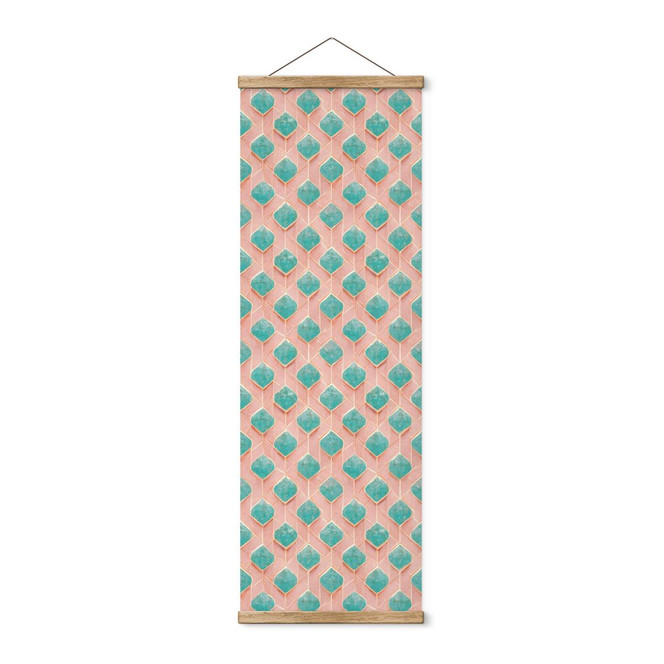 Stoffbild Rautenmuster in türkis und rosa - Treechild - Panorama