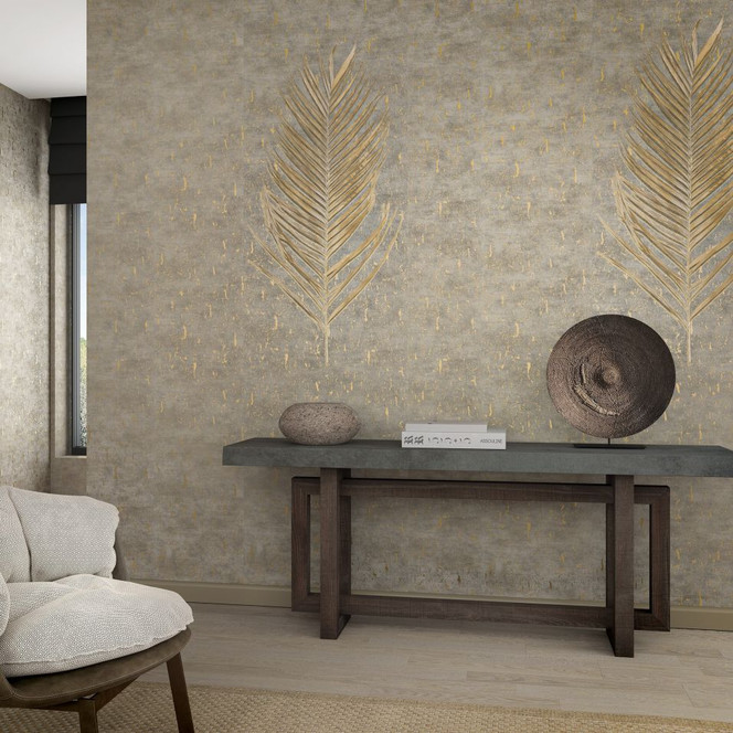 Vliestapete mit glänzender Betonoptik braun, grau Struktur