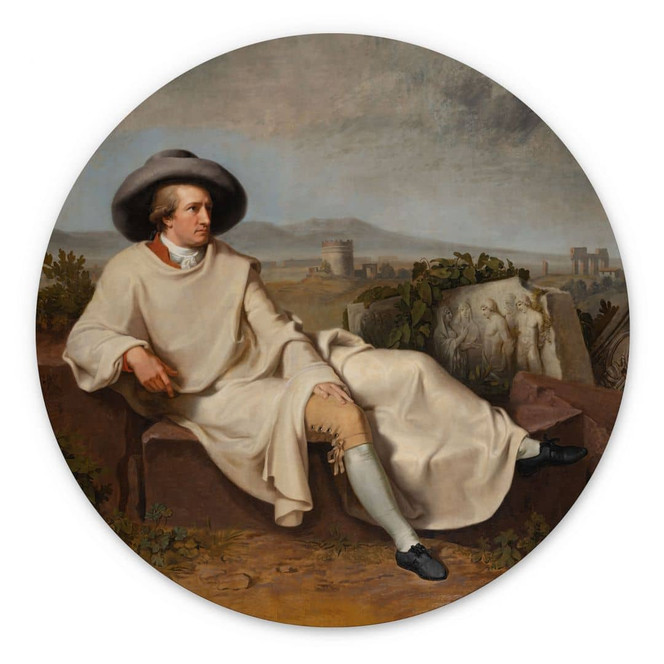 Wandbild Tischbein - Goethe in der römischen Campagna - Alu-Dibond Rund