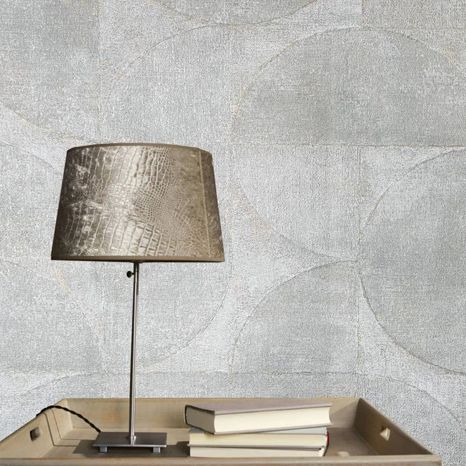 Vliestapete mit Halbkreisen und Rechtecken pearl Struktur