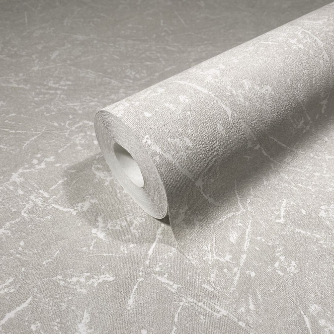 Vliestapete mit textiler Putzoptik greige Struktur