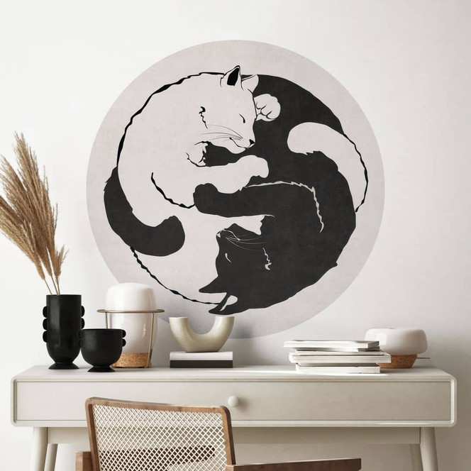 Wandtattoo Katzen Ying & Yang - Tunaboylu - Rund