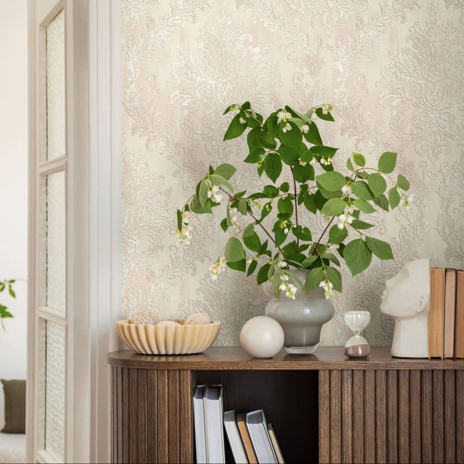Barock-Tapete Beige Creme - Klassische Vliestapete mit Ornament-Muster