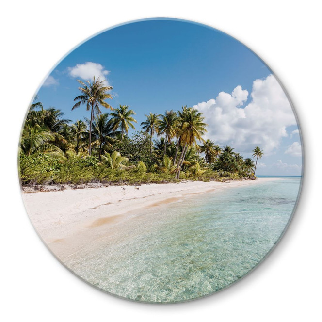 Glasbild Palmenstrand in der Südsee - Colombo - Rund
